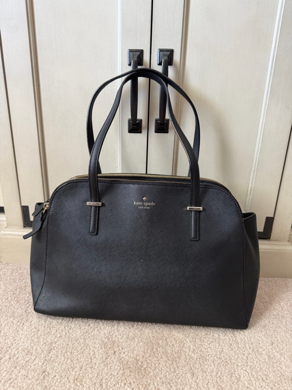 kate spade Black Dome Satchel with Gold Hardware